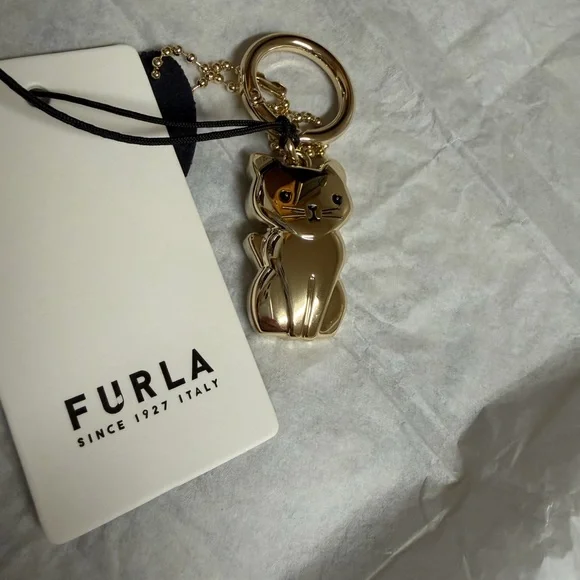 Furla Gold Cat Keychain Charm - Picture 3 of 5